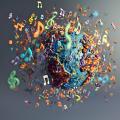 3d realistic globe with musical elements