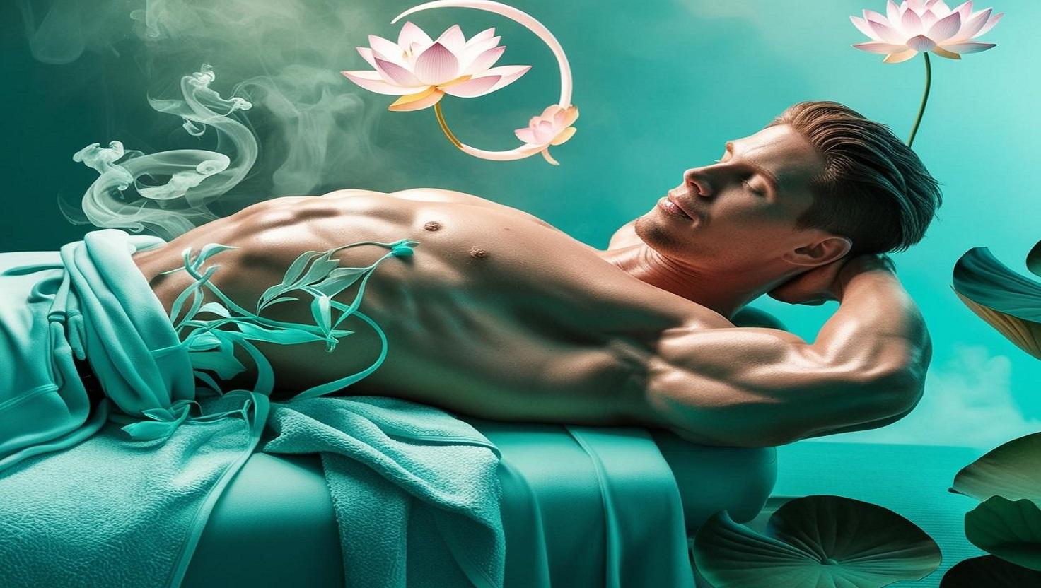 Massage d un sportif sportif ambiance zen turquoisebis