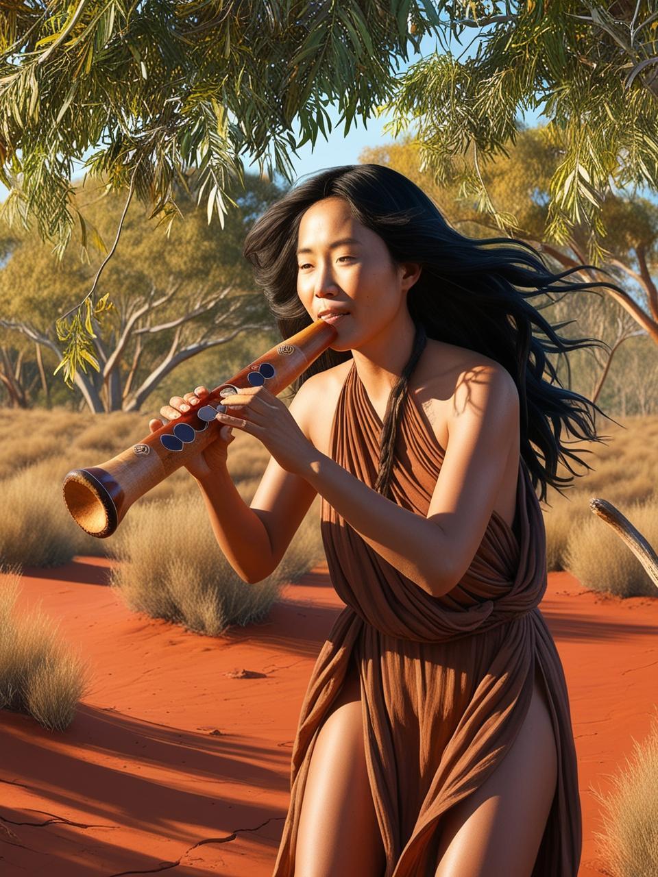 Musicien qui joue du didjeridoo en pleine nature 5
